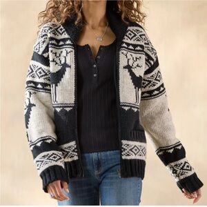 NWT LOST HORIZONS Handmade Wool Knitwear, Fleece Lined, Zip front Cardigan, S